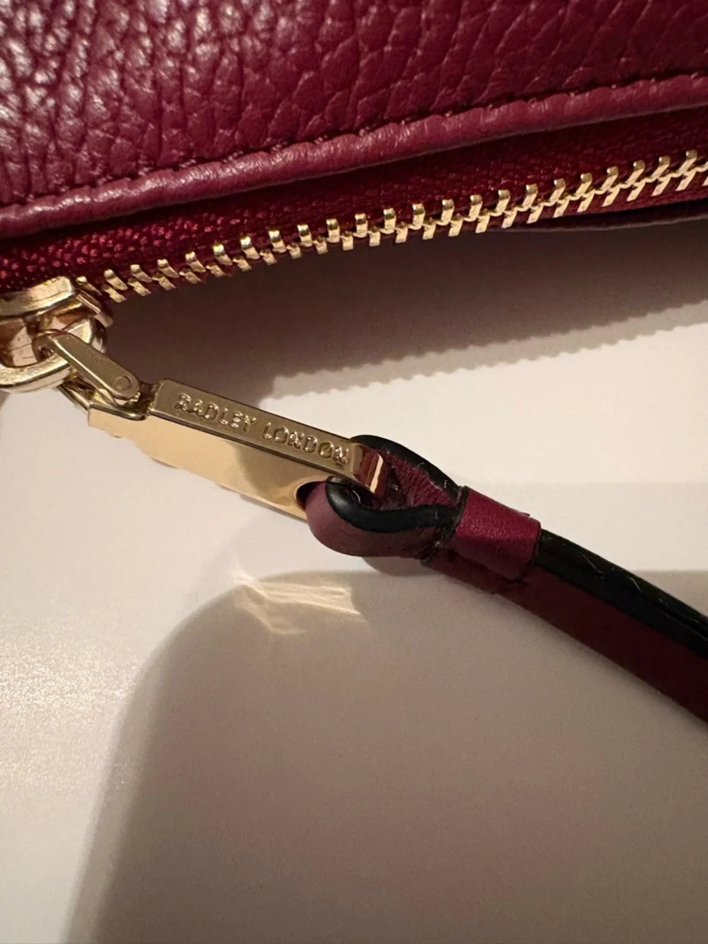 RADLEY LONDON Pebbled Leather Shoulder Bag in Deep Berry - Picture 9 of 16